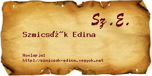 Szmicsák Edina névjegykártya